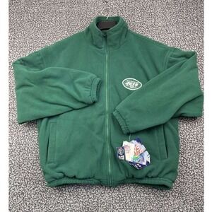 Vintage New York Jets NFL Fleece Jacket Green Large Reversible‎ Game Day New L